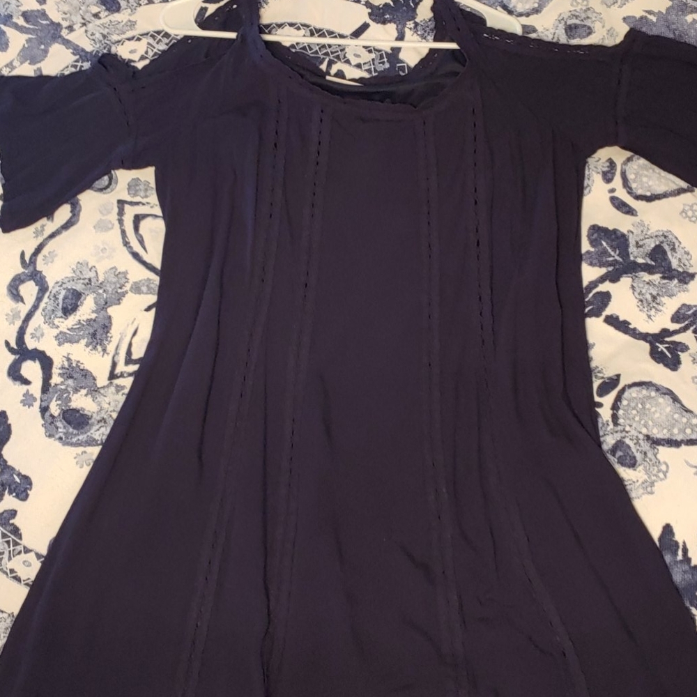 Blue cold shoulder dress